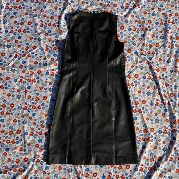 Faux Leather Crystal Embellished Keyhole Shift Dress - Picture 2 of 7